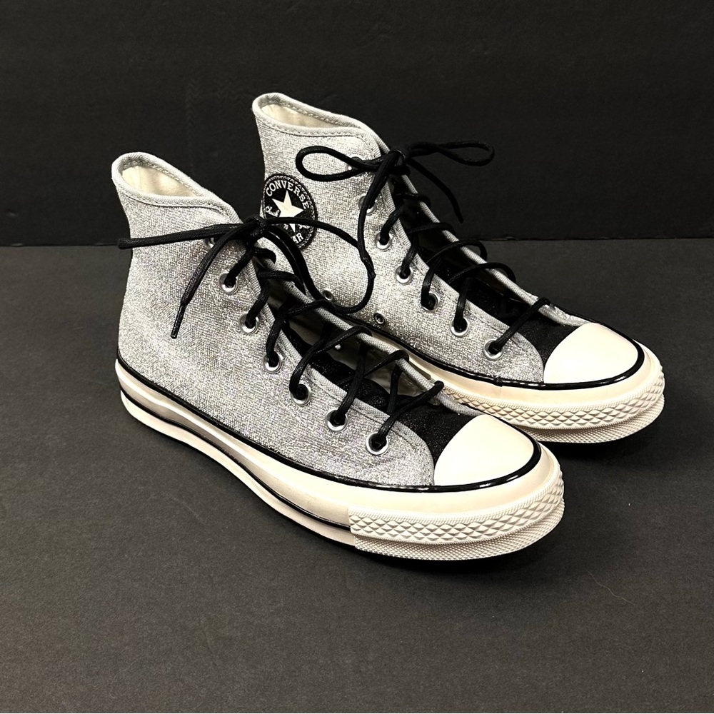 Converse Silver Glitter‎ High-Top Sz 7